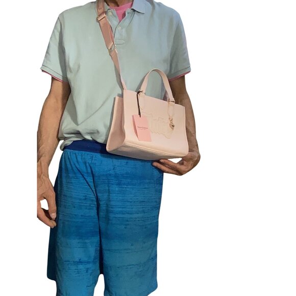 Juicy Couture Powder Blush Upgrade U Mini Tote Bag *Embossed Logo*Pink*Strap*NWT - Picture 9 of 10